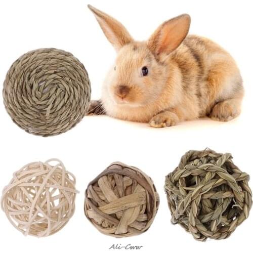 4Pcs Pet Small Animal Activity Play Chew Natural Ball Toys for Rabbits Guinea Pigs Gerbils