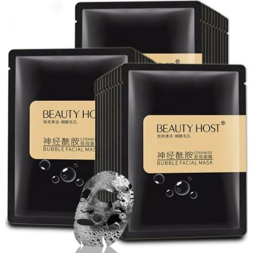 Beauty Host Ceramide Bubble Moisturizing and Whitening Facial Mask Deep Pore Clean Black facial mask