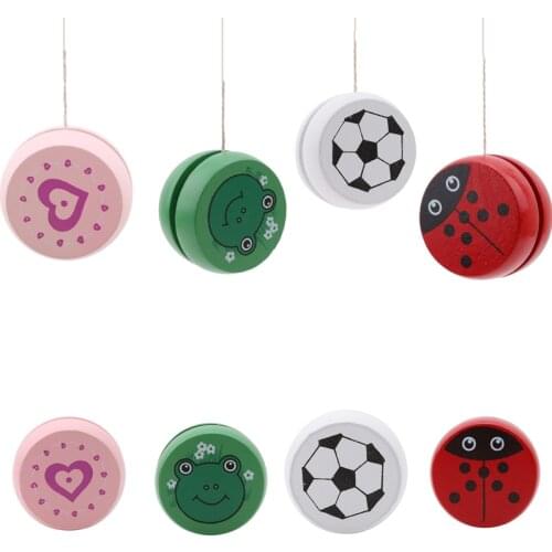Cute Animal Prints Wooden Yoyo Toys Ladybug Toys Kids Yo-Yo Creative Yo Yo Toys For Children 5cm Wooden Yo Yo ball