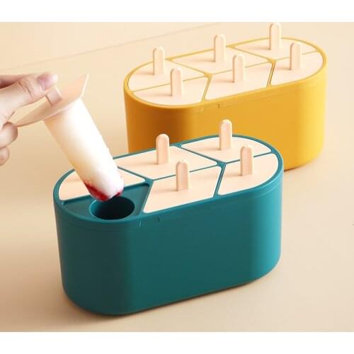 6 Cells DIY Popsicle Molds Ice Cream Makers Kitchen Tools Reusable Moulds Eco-Friendly Stocked Juices Purees Yogurt