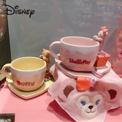 Disney star Dai Dew Fly Bear ceramic belt cup saucer afternoon tea mug beautiful gift kawaii mug glass mug coffee cup