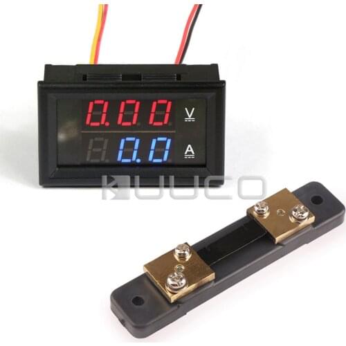 Digital Tester DC 0 ~100V/50A Voltage Current Meter DC 12V 24V Voltmeter Ammeter 2in1 Digital Panel Meter With Resistive Shunt