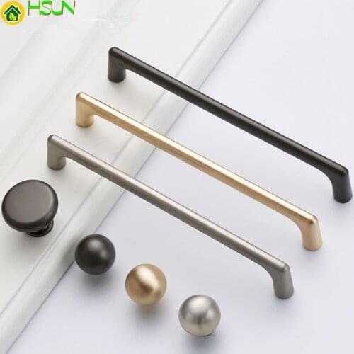 Zinc Alloy Gold Furniture Handle Solid Cabinet Pulls Drawer Knobs Kitchen Door Cupboard Handle Pulls Modern Furniture Hardware