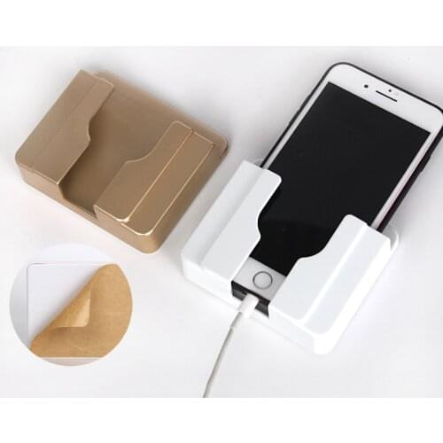Portable Practical Wall Sticking Phone Holder Socket Paste Type Adhesive Charge Up Cell Phones Sopport Socket rack with Hooks