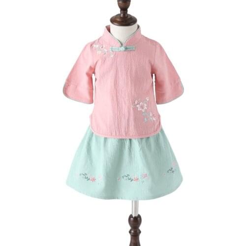 Child Hanfu Dress Classical Dance Costume Festival Outfit Summer Suit For Kids Chinese Dance Costumes Ancient Cheongsam SL1049