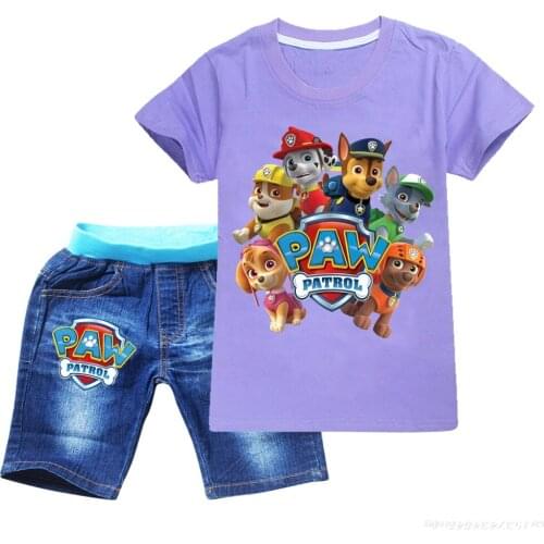 PAW PATROL ShippingT-shirt Shorts Leisure Sports Suit Girls Clothing Set Baby Boys Homewear Suit Kids Summer Anime Tshirt
