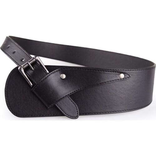 [Himunu] Fashion Cowskin Leather Wide Belts for woman European And American Female Waistband T Station Design 3 color Girdle
