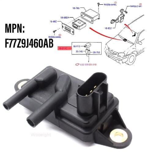 Wooeight F77Z9J460AB Air Intake EGR Valve Pressure Feedback Position Sensor DPFE Bolt On EGR Fit for Ford Mercury Lincoln Mazda