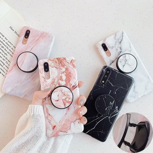 Classic Marble Phone Case For Huawei P20 P30 P40 Lite P20 P30 Pro Mate 20 30 Pro Soft IMD Stand Holder Phone Back Cover Coque