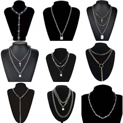 Korean Cold Wind Personality Multi-layered Exaggerated Hip-hop Goth Necklace Retro Neck Chain Around Womens Neck Jewelry