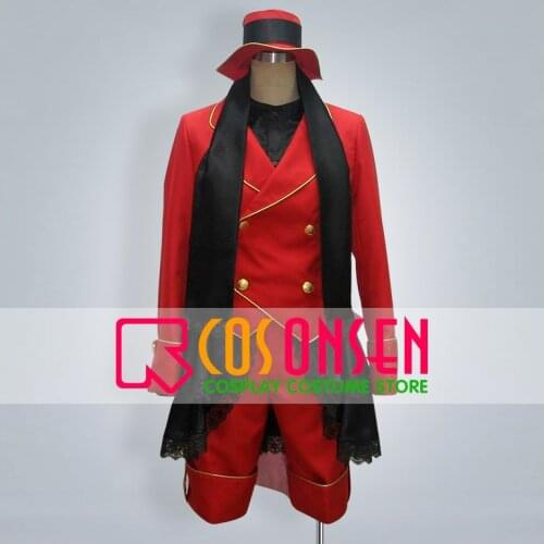 COSPLAYONSEN Black Butler Ciel Phantomhive Cosplay Costume Custom made Red Black Color With Hat
