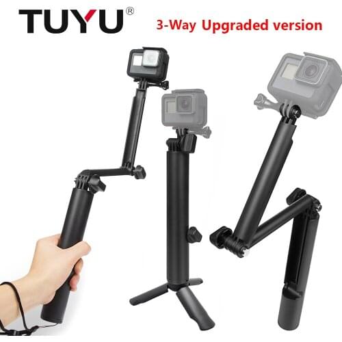 TUYU GoPro 3-Way Upgraded version Monopod Arm Mount Adjustable stand Bracket For Hero 9 8 7 6 5 4 Yi 4K SJ4000 EKEN Accessories
