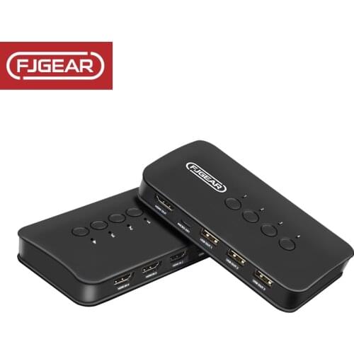 KVM switch 4 port HDMI switch 4 computer hosts/surveillance video recorder sharing 1 set of keyboard, mouse, display printer