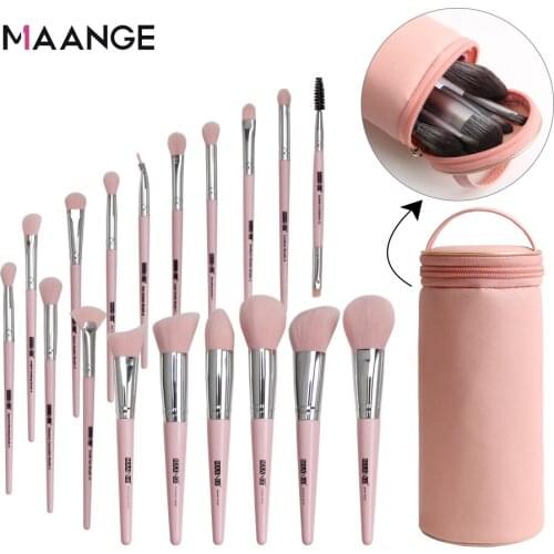 MAANGE 18 pcs Multifunctional Makeup brushes Foundation Powder Concealer Eyeshadow Eyeliner Eyelash Eyebrow Brush tool with bag