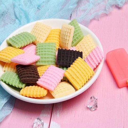 Mini Order 10pcs Cute Resin Cabochons Flatback Colorful Kawaii Food Biscuit Shape Clay Beads Charms Ornament Accessories Patch