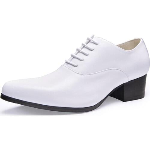 New British Mens Footwear Genuine Leather Formal Dress Oxfords Round Toe Handmade High Heels Man Wedding Party Shoes