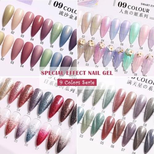 Nail Gel Polish Set 9 Colors 3D Cat Eye Collections Kit Soak Off Base Top Coat For Nail Art Hybrid Varnish Poly Nail Gel