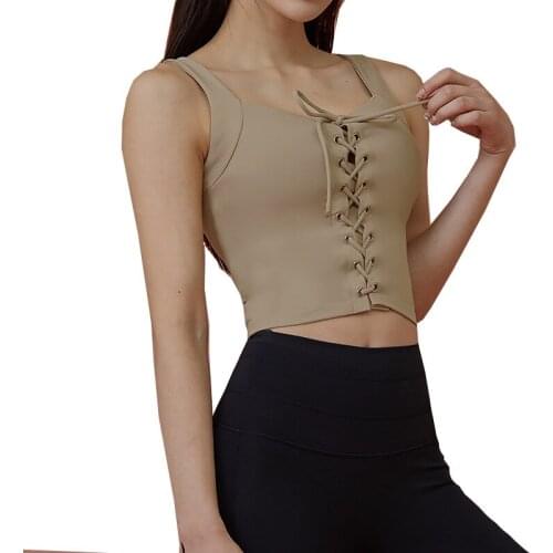 2021 Summer New Bandage Yoga Vest Female Shockproof Sports Bra With Chest Pad Women Elastic Fitness Dance Training Crop Tops