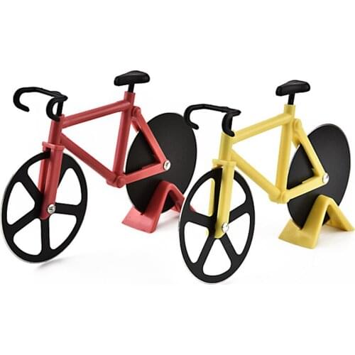 New Design Stainless Steel Pizza Knife Two-wheel Bicycle Shape Pizza Cutting Knife Pizza Tool Bike Round Pizza Cutter Knives