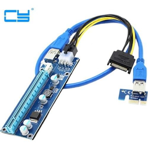 60cm USB 3.0 PCIe 1x to 16x PCI Express Extender Riser Card with SATA 15pin to 6pin power cable for bitcoin mining BTC