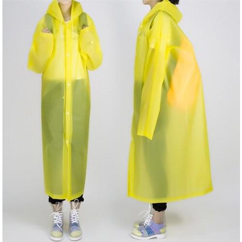 Fashion Women EVA Transparent Raincoat Poncho Portable Environmental Light Raincoat Long Use Rain Coat Repeat Use