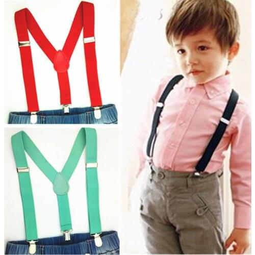 Elastic Baby Boys Girls Suspenders Y back Clips on Solid Color Kids Suspender Braces Children Accessories S Size 2.5*65cm