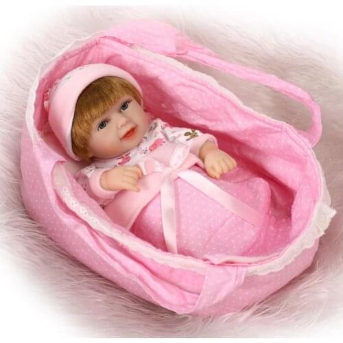 Full Silicone Reborn Dolls Lovely Baby In Basket Lifelike Newborn Bonecas Brinquedo Bebe Reborn Dolls Children Toys