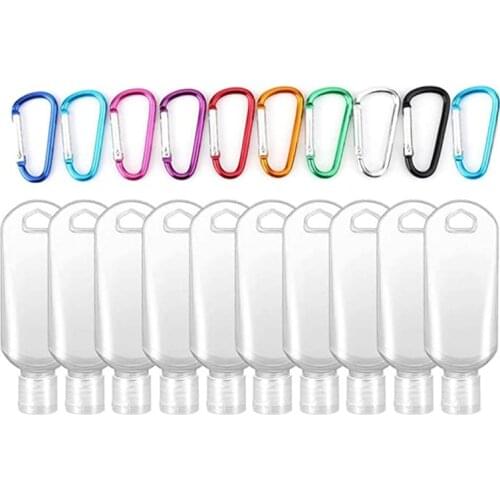 Portable 50ml Empty Squeeze Bottle with Keychain Hand Sanitizer Liquid Container