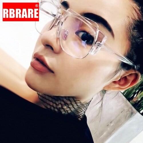 RBRARE Oversized Glasses Women Vintage High Quality Luxury Brand Glasses for Women/Men Transparent Lens Eyeglasses Women Okulary