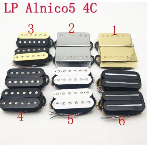 Rare Alnico 5 Humbucker Guitar Pickups Electric Guitar Pickups 4C 1 Set Gold Chrome Zebra