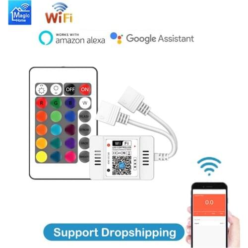 RGB Led Wifi Controller RGBW WiFi LED Controller For 5050 2835 Led Strip Magic Home With Google Assistant Alexa 24-key Remote