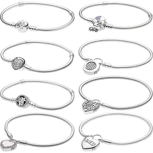 Women Rigid Cuffs Wrist Bangles Bracelets 925 Sterling Silver Original Rose Gold Zircon Fine Jewelry Earth Moon Stars Crown 2021