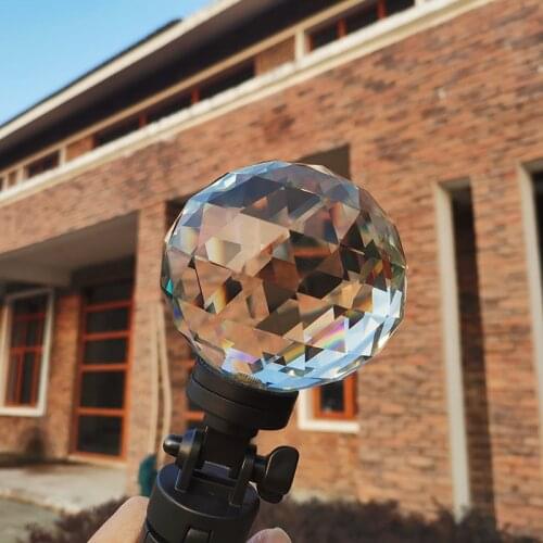Photography Light Prism Ball with Mini Tripod stand and 1/4 inch Screw Base, Optical Glass Prism Crystal Rainbow Maker