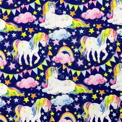 Width 110cm Rainbow unicorn 100% cotton fabric Patchwork diy Sewing Quilting mask Girl skirt clothes handmade scarf decoration