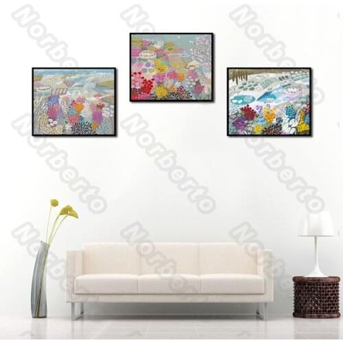 Modern Style Canvas Painting Wall Poster Sea Landscape Various Color Plants Painting for Living Room Bedroom Decoration
