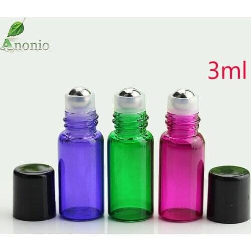Roll on glass bottle 3ml Empty Roll On Bottle Essential Oil Perfume Glass Bottles With Steel Roller Ball deodorant container H0C