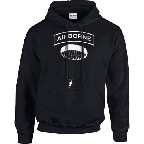 Airborne Jump Hoodie - Paratrooper with parachute under airborne tab.Sweatshirt