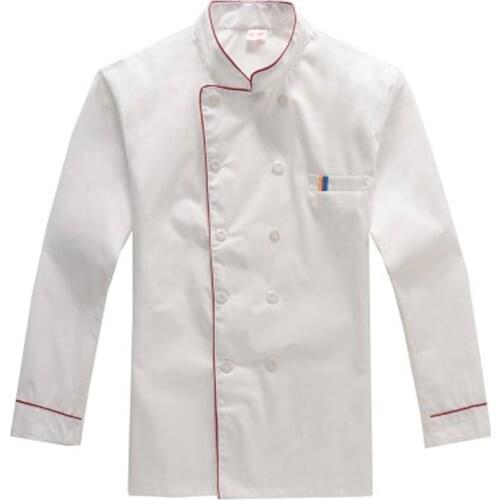 Large Size Chef Uniform Long Sleeve White New Men Women Kitchen Hotel Restaurant Red Blue Edge High Quality Hygroscopic Workwear