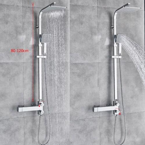 Vidric Vidric Bath Thermostatic Shower Faucet Set Bathtub Rainfall Shower Mixer Thermostatic Shower Wall Mount Bathroom Shower S
