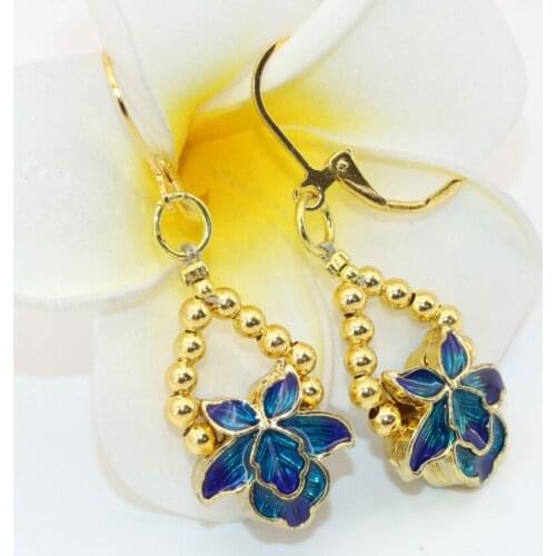 High grade gold-color cloisonne 14*15mm dangle earrings drop earring gifts clothes fine wholesale free shipping jewelry B2599