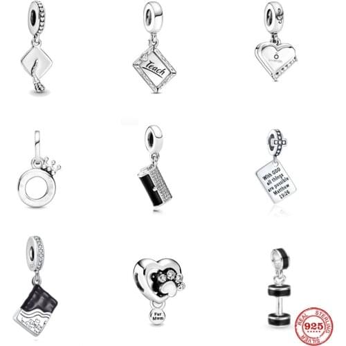 2021 New 925 Sterling Silver Chocolate Cross Teach Pendant Charm Bead Fit Original Pandora Bracelets DIY Jewelry For Women