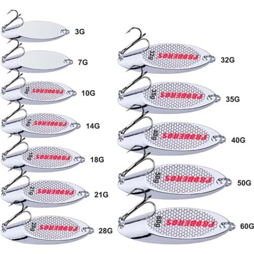 10PCS Fishing Spoon Lure Treble Spinner wire baits hook 3/7/10/14/18/21/28/32/35/40/50/60g