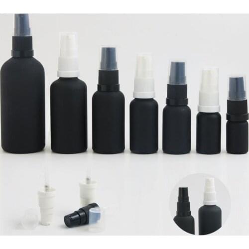 360pcs 1oz Travel Refillable Matte Black Glass Essential Oil Bottles With Pump Cream Lotion Shampoo Containers 5ml till 50ml SN