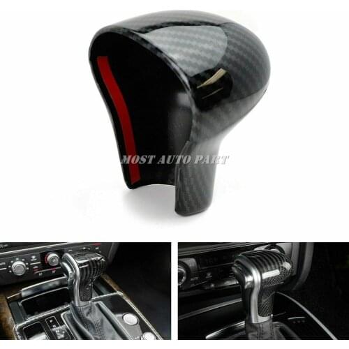 ABS Carbon Fiber Look Interior Pattern Gear Shift Knob Cover Trim For Audi A4 A5 Q7 2013-2016 A6 A7 2012-2015 Q5 2013-2017