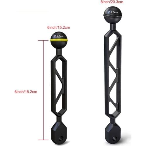 6"/15.2cm 8"/20.3cm Aluminium 1" Ball and YS Head Adapter, Arm for Underwater Photography & Housing & flashlight