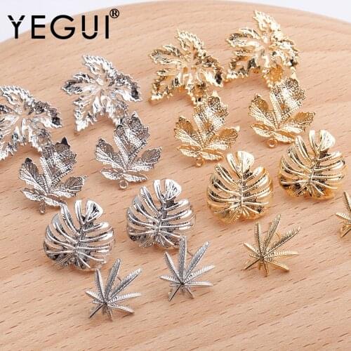 YEGUI M696,jewelry accessories,18k gold plated,0.3 microns,diy pendants,leaves shape,diy earrings,jewelry making,10pcs/lot