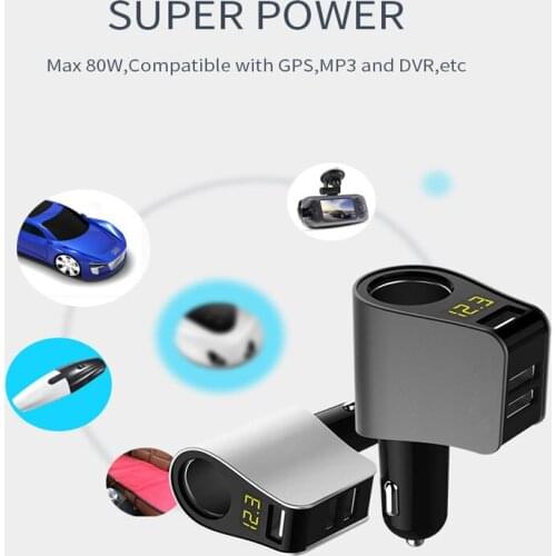 Car Charger LED Display Three USB Port Fast Charger Voltage Detection Car Styling 80W Power For For saab 9-3 9-5 93 95 900 9000