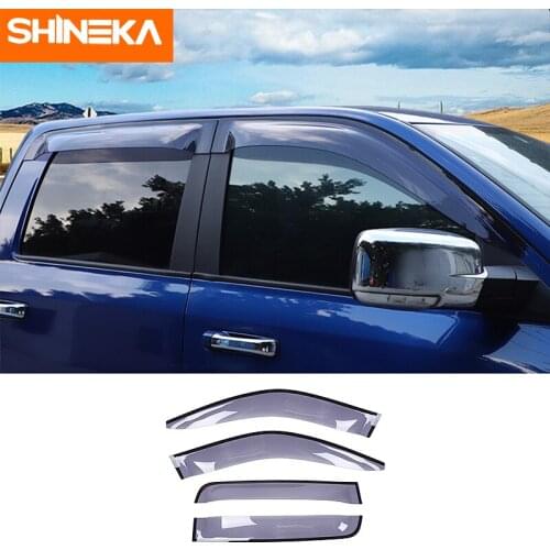 SHINEKA car window visors for Dodge Ram 1500 car windows rain shield deflectors awning trim cover for Dodge Ram 1500 2010-2017