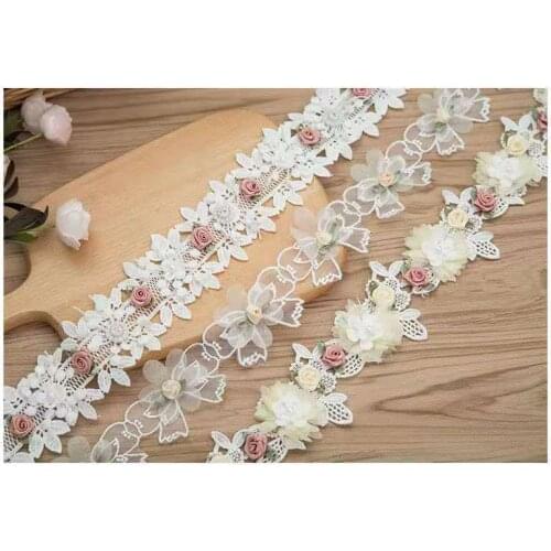 Organza White Lace Nails Pearl Lace Flowers DIY Handmade Decoration Accessories