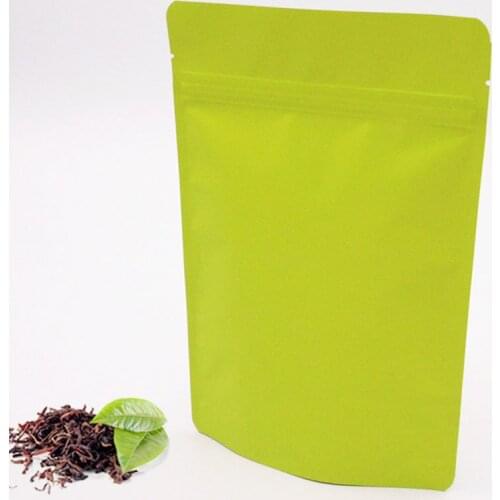 Free shipping! 100pcs 15x23cm Matte Green Aluminum Foil Bag Stand up Ziplock Food Bags, Zipper lock General packing Bag pouches